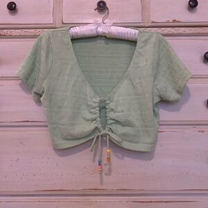 PacSun Light Green Ruched Crop Top